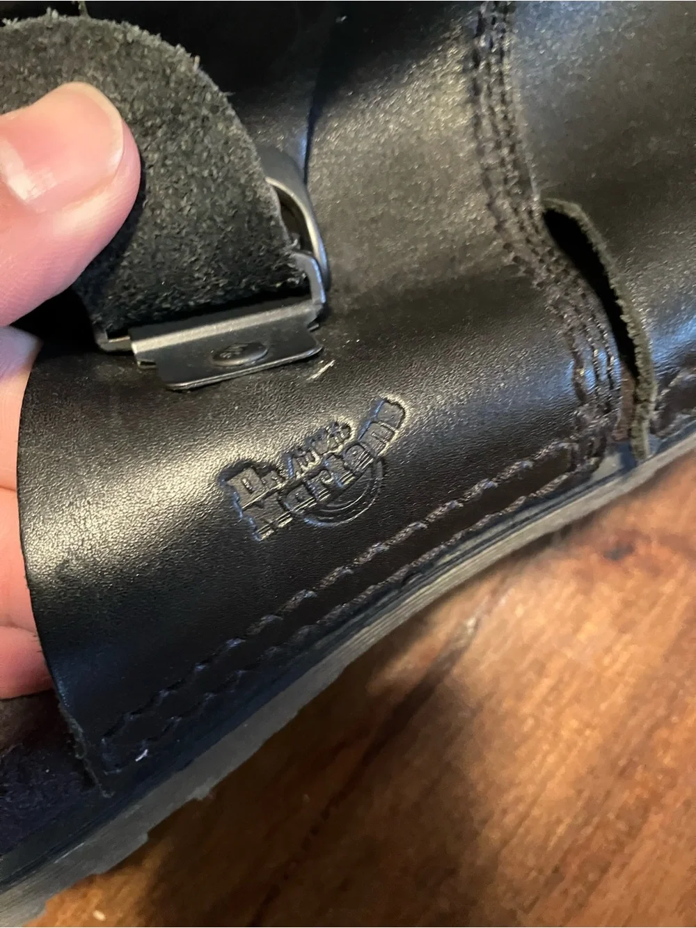Dr. Martens Black Leather Single Buckle Sandal 10US 9UK 43EU 9A27 PC10D